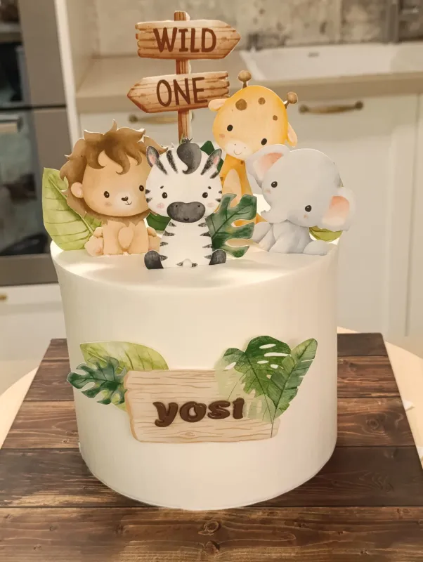 🐎🐢🐆עוגת גיל שנה WILD ONE🐒🐅🦒