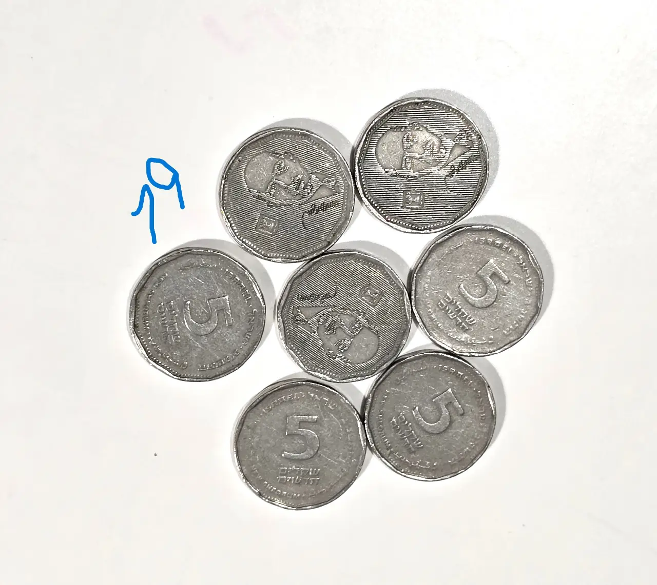לוט של 7 מטבעות של חמישה שקלים חדשים עם דיוקן שח חיים ויצמן