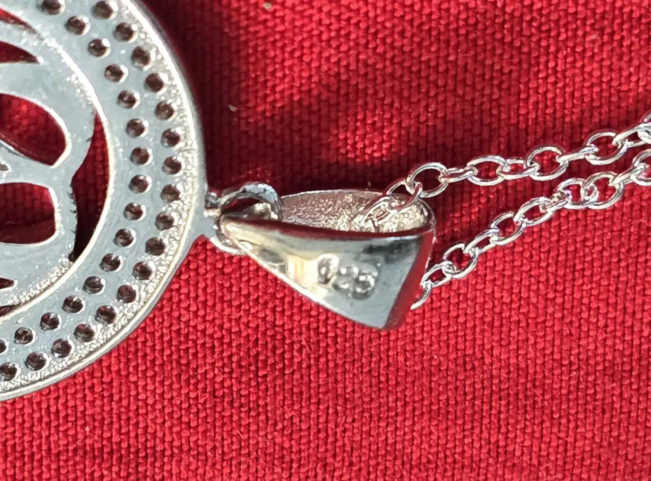 שרשרת כסף 925 עם תליון עגול המעוטר באבני זירקוניה קטנות סביבו ובמרכז דמות של עקרב ..תליון מזל עקרב