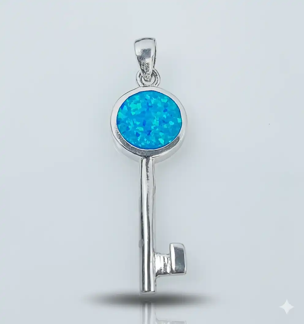 מפתח כסף 925 עם אבן אופל