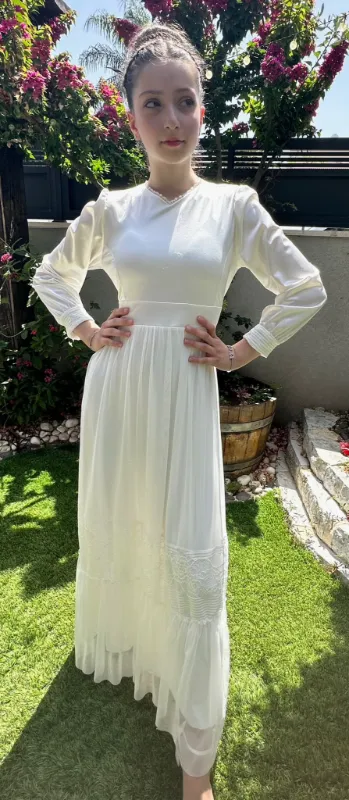 שמלת בת מצווה קלאסית עליון סאטן