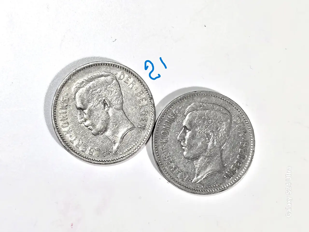 זוג מטבעות בלגי בערך של 5 פרנק שפת המטבע הולנדית שנת 1926