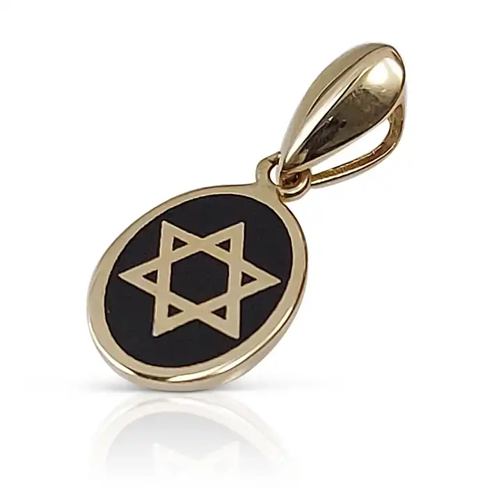 מגן דוד על אוניקס אובלי שחור 14K