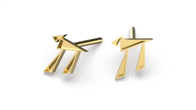 עגילי חי צמודים בזהב 14K