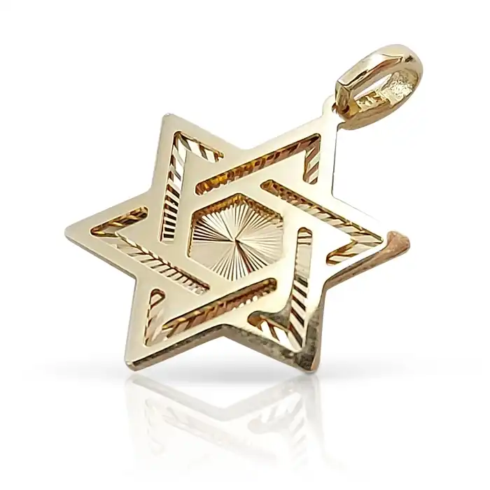 תליון אומנותי בעיצוב של מגן דוד.  14K