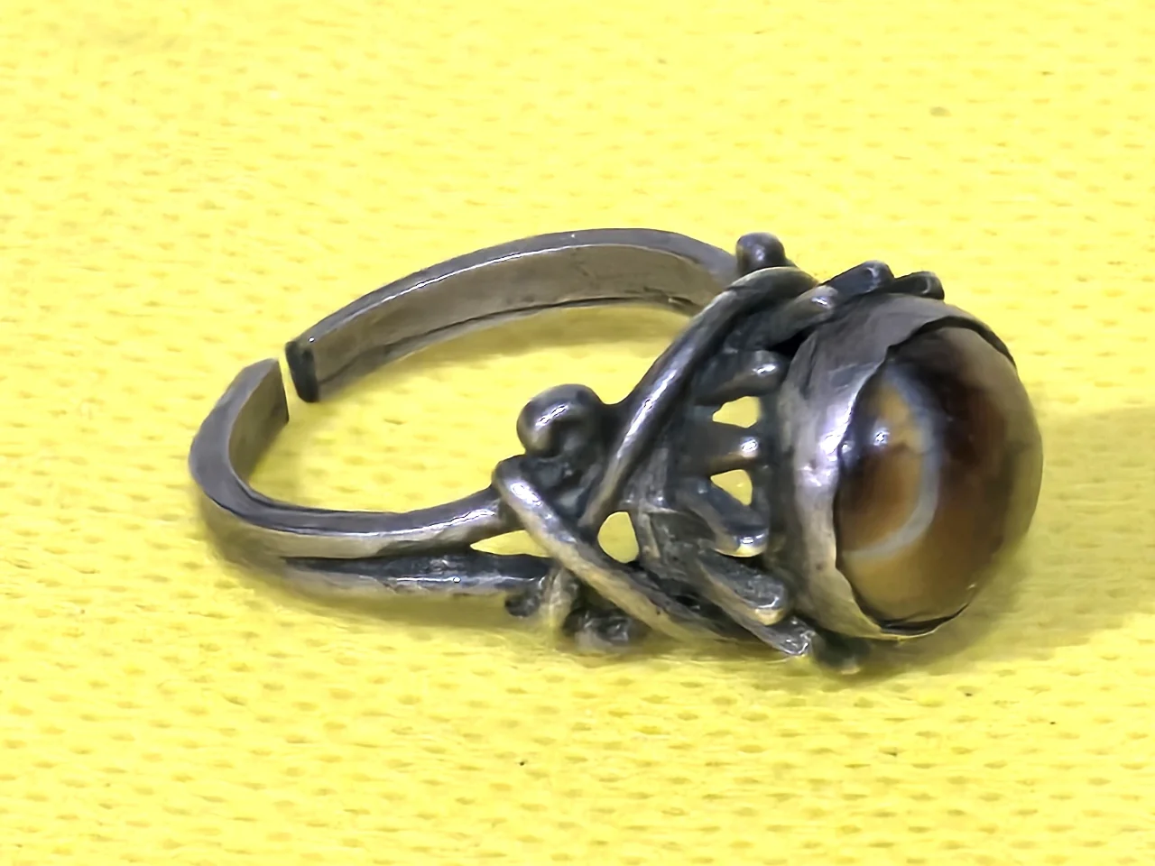 טבעת מעצבים מרשימה כסף סטרלינג 925 חתום