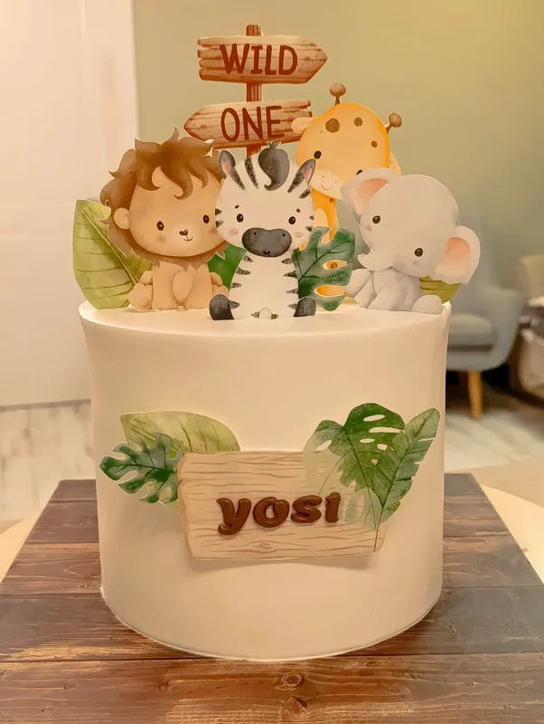 🐎🐢🐆עוגת גיל שנה WILD ONE🐒🐅🦒