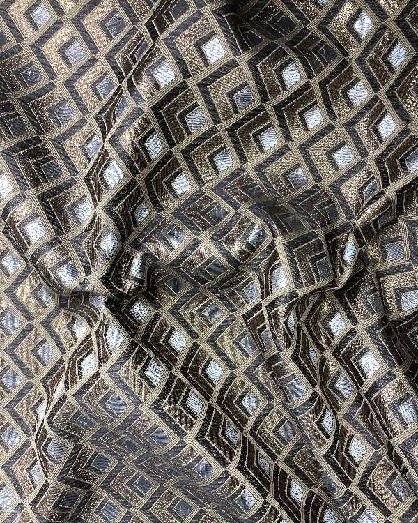 ז׳קארד דגם משובץ צבע חום כחול