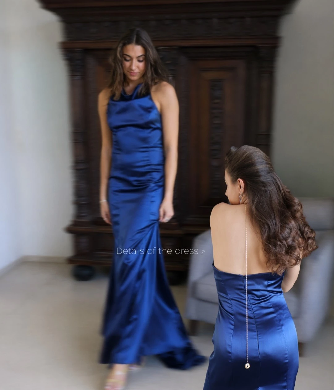 שמלת ערב כחולה סאטן
