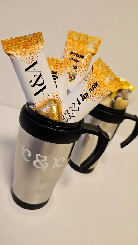 כוס תרמית מאורסים גווני זהב