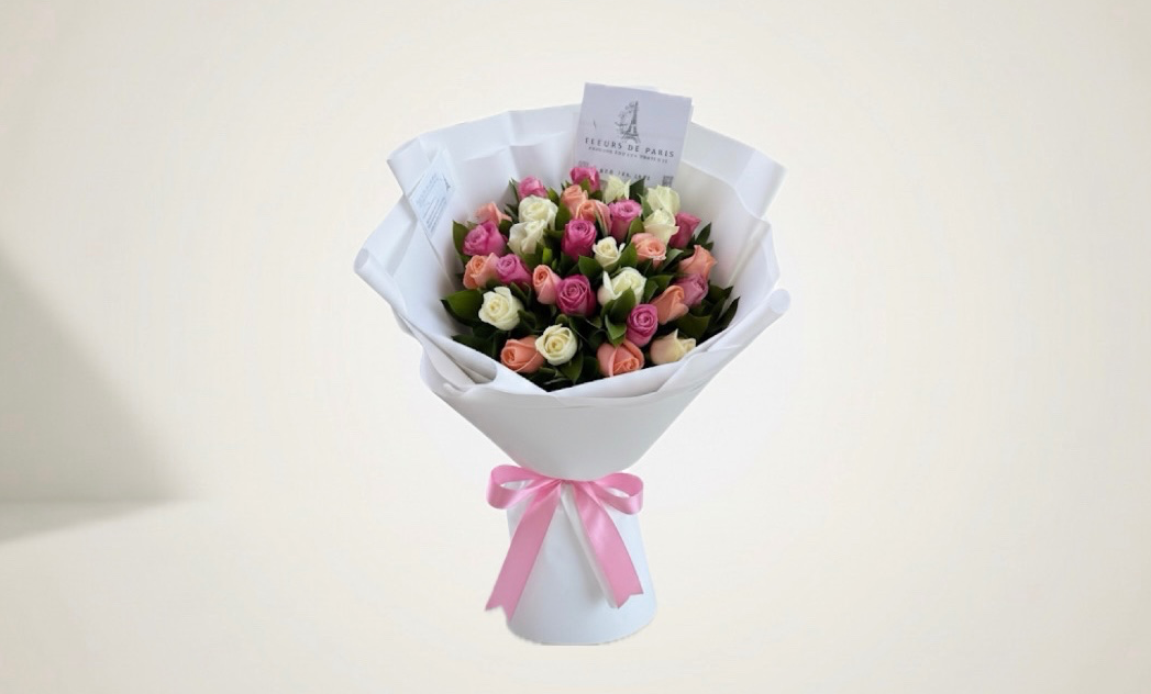 זר ורדים צבעוני