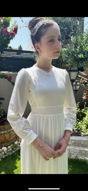 שמלת בת מצווה קלאסית עליון סאטן