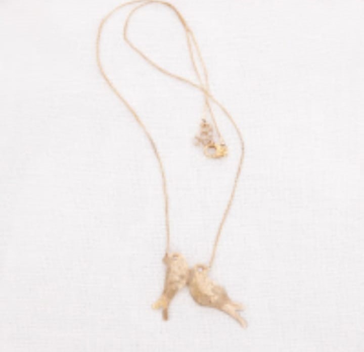 שרשרת זוג ציפורים משובץ זירקונים