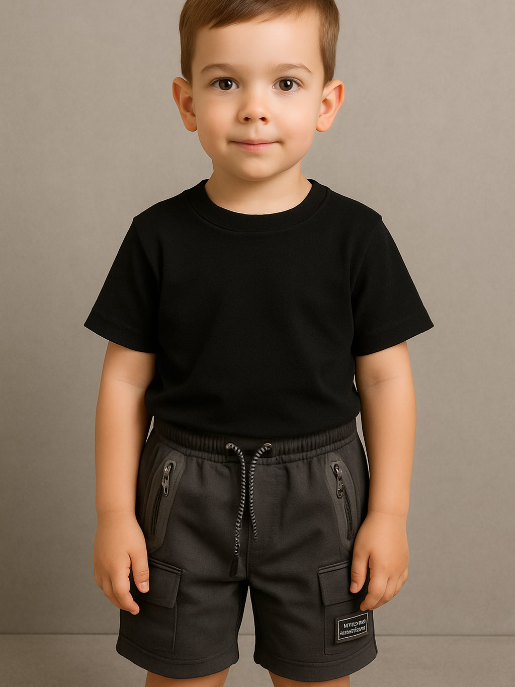 מכנס קצר שחור עם כיסים לילדים