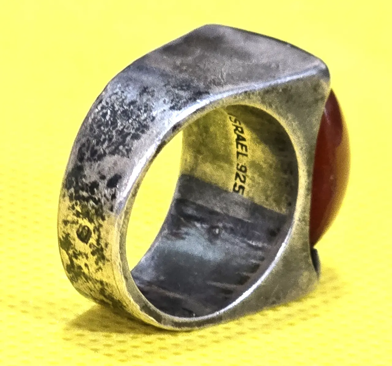 טבעת כסך 925 חתומה שבוץ אבן קורנילאן גדולה מידה 5