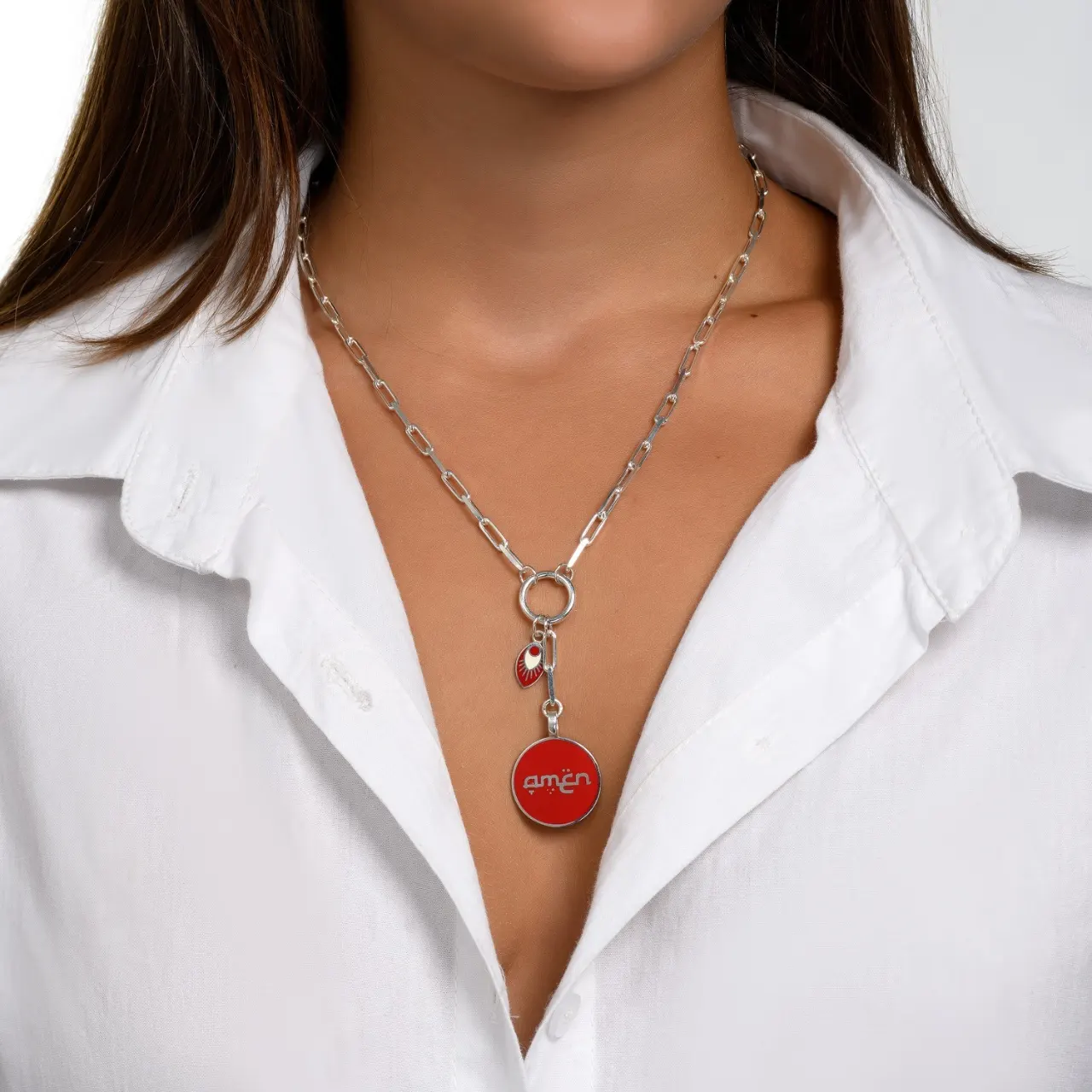 Silver & Enamel Halo with charm - available in 4 colors