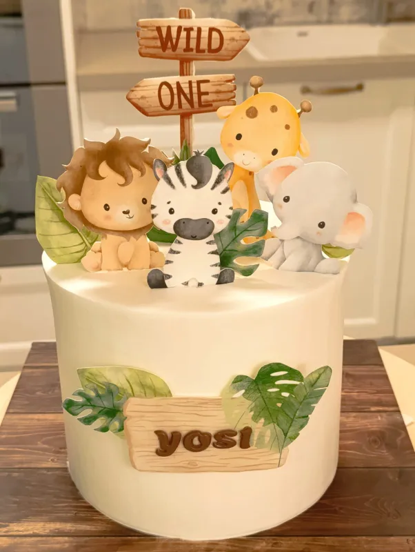 🐎🐢🐆עוגת גיל שנה WILD ONE🐒🐅🦒
