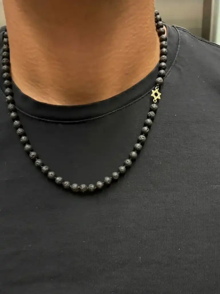 שרשרת אבני לבה | קשירות בעבודת יד