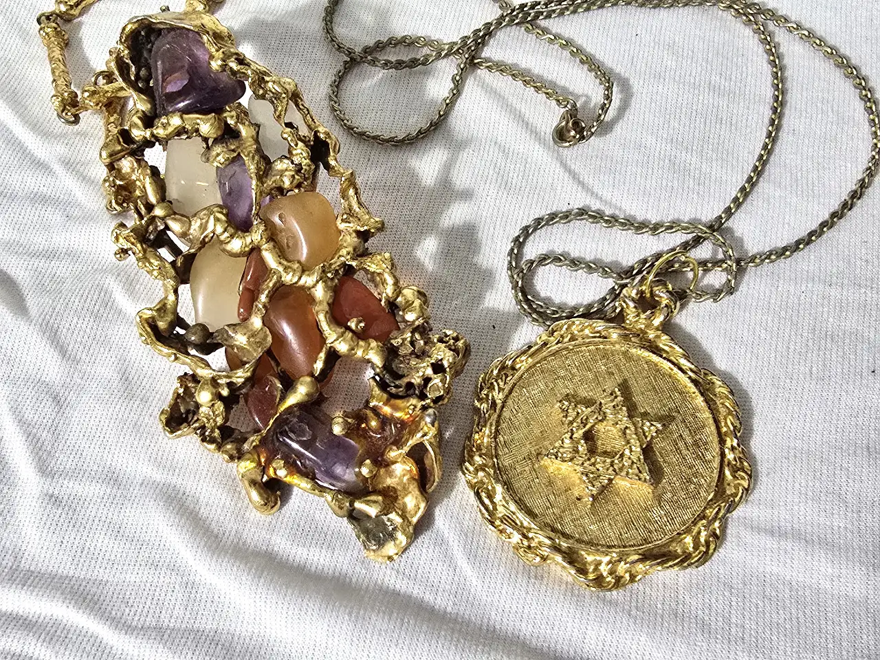 זוג פריטי אופנה ואביזרים אבנים אמיתיות בתליון הגדול