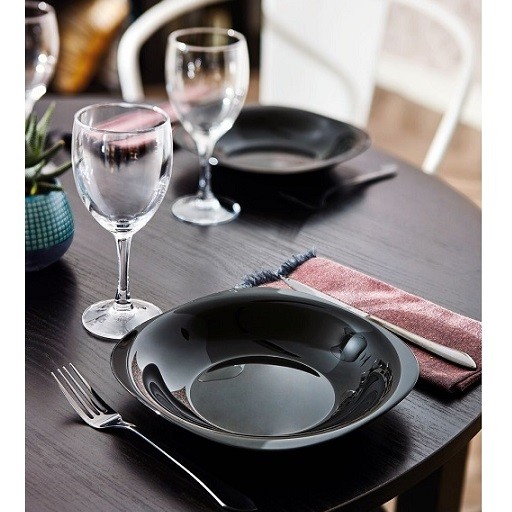 סט צלחות שחורות 18 חלקים ל6 סועדים