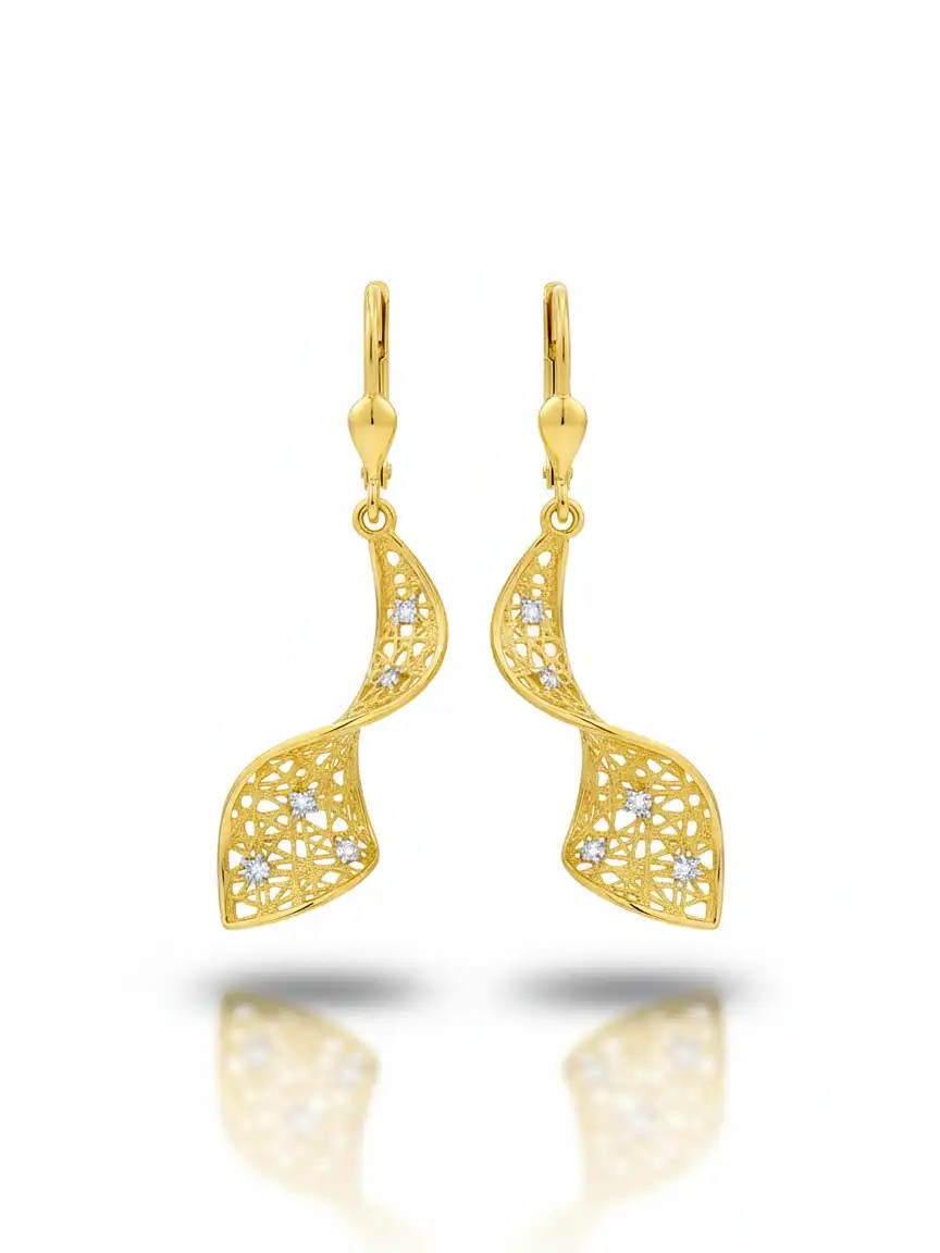 עגילים תלויים זהב 14K תוצרתאיטליה