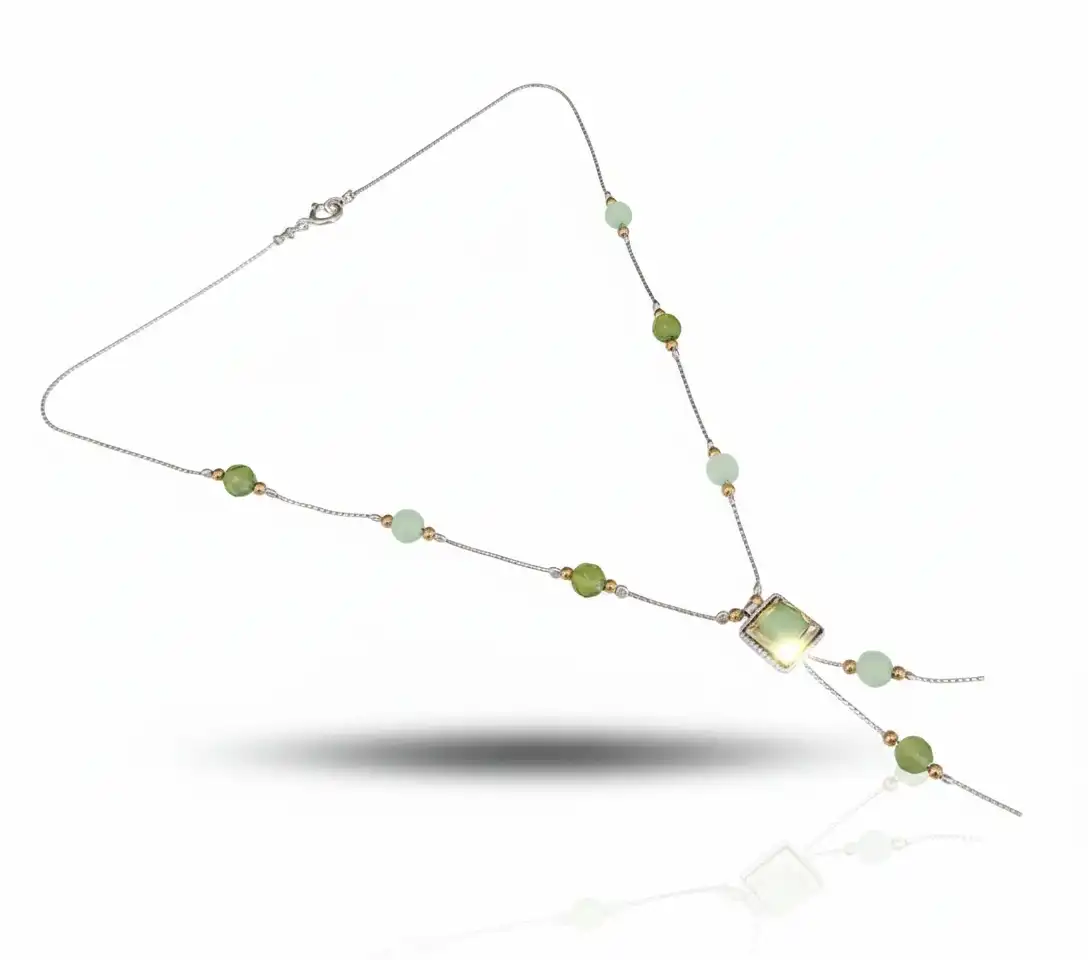 קולייר שרשרת כסף 925 משובצת באבני חן