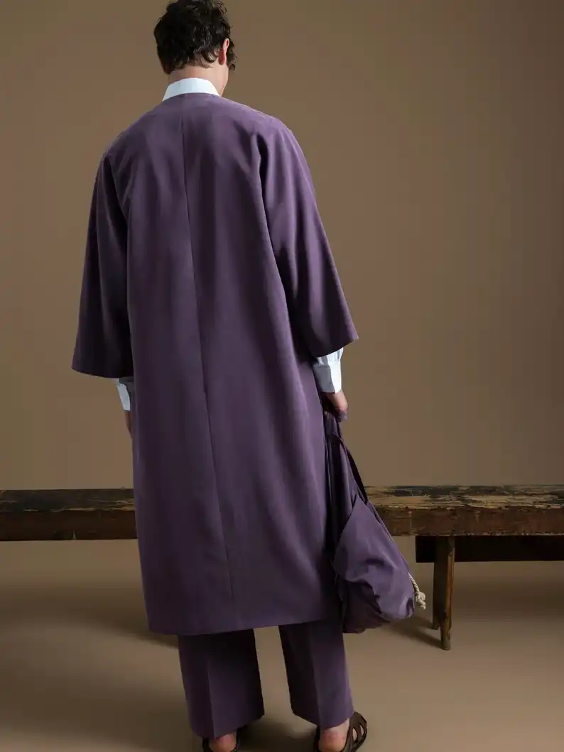 מעיל קימונו מקופרו לגברים: ז’קט אוברסייז בעיצוב יפני מינימליסטי