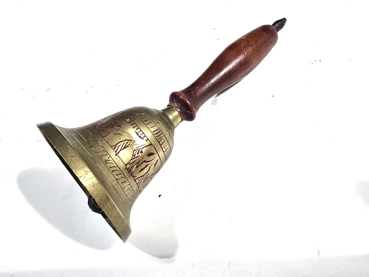 פעמון וינטג', ברונזה, ידית עץ, 14/6 ס"מ.