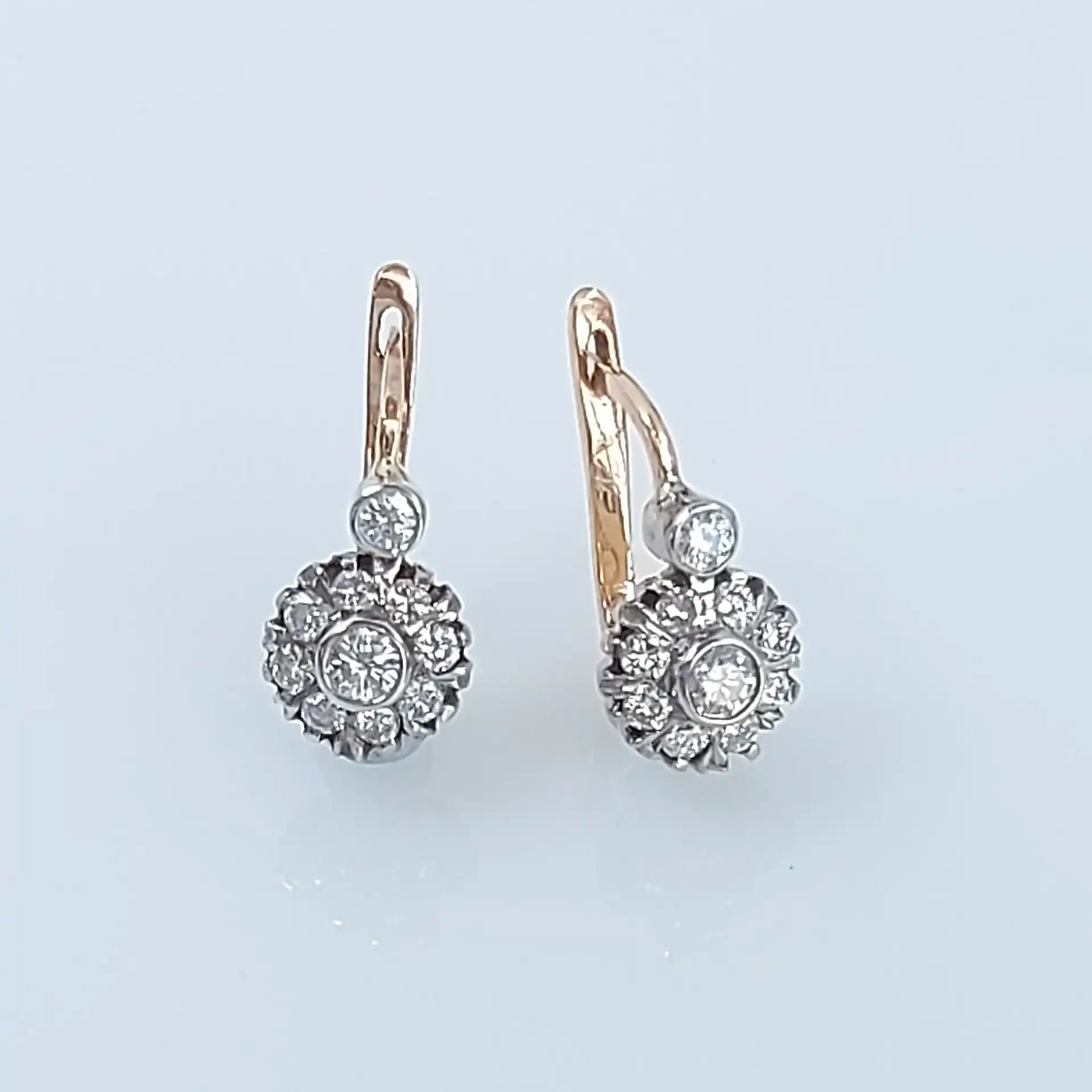 עגילי יהלומים יוקרה וינטג' זהב 14K