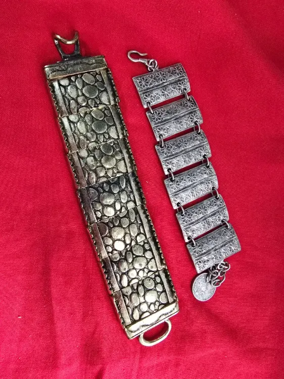 זוג צמידי חוליות ממתכת צמידי וינט'ג