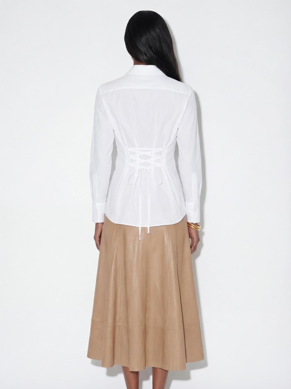 חולצה מכופתרת קשירות לבן