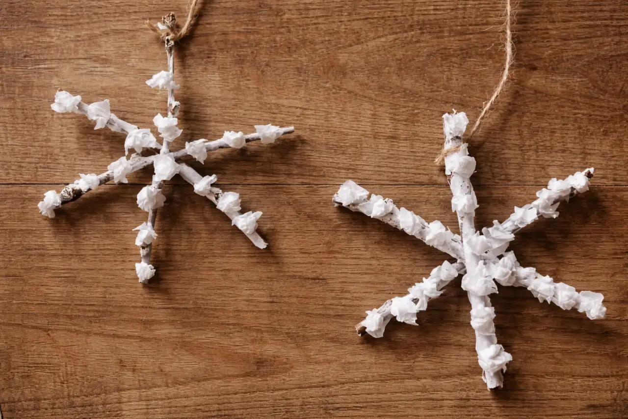 Twig Snowflakes Process Art