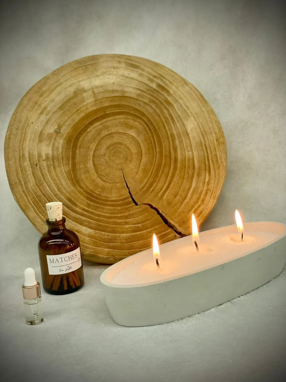נר אובלי עם פניני שעווה +תמצית ריח+פתילים