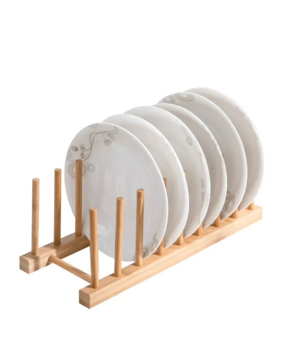 מעמד צלחות/מכסים מעץ 7 שלבים