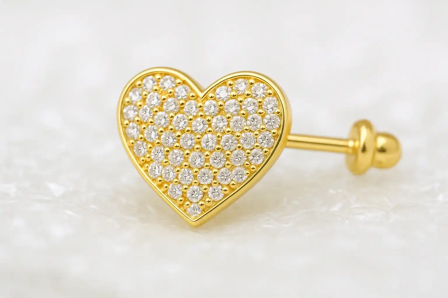 סיכת דש לב זירקונים זהב