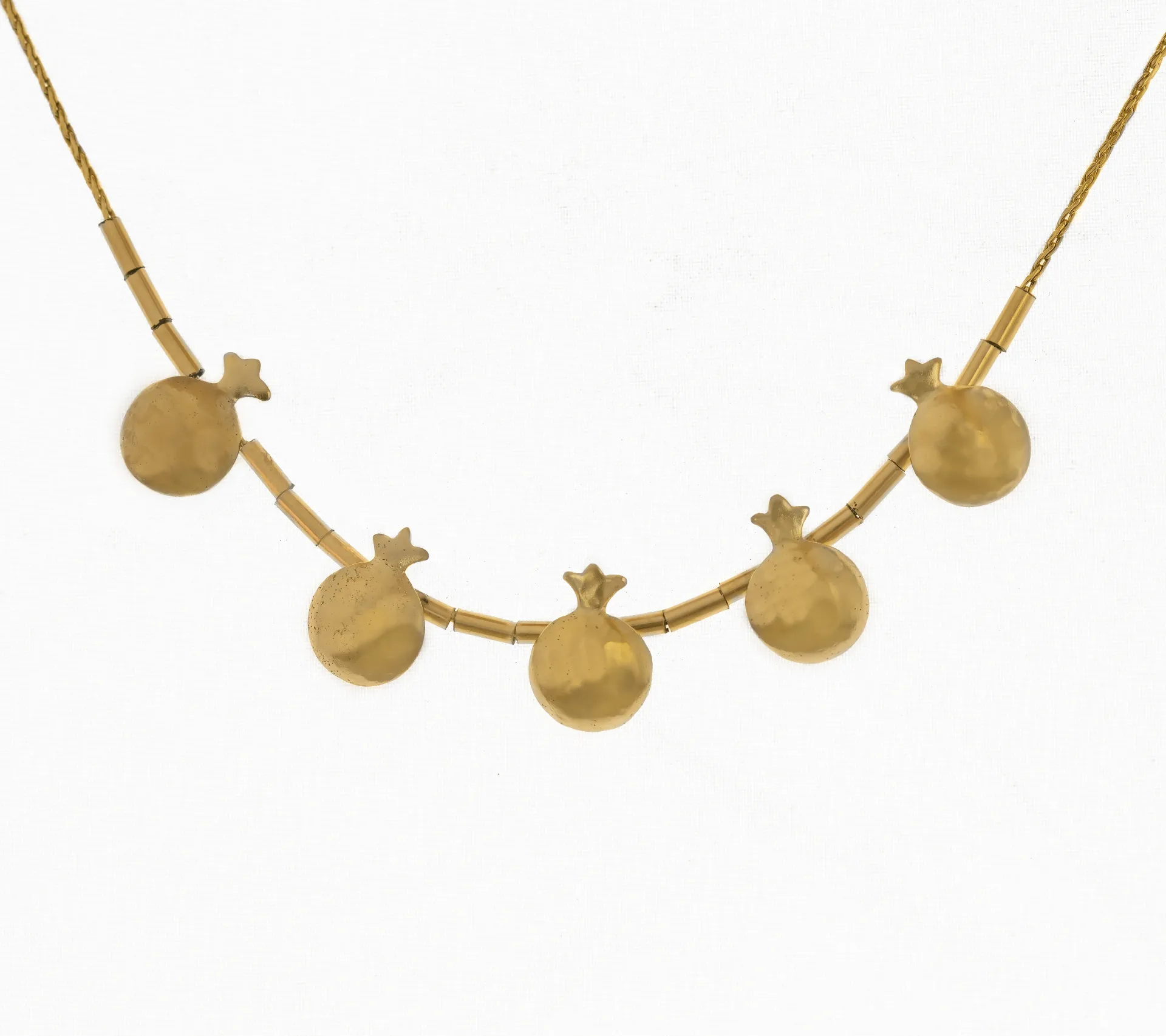 שרשרת 5 רימונים כסף בציפוי זהב