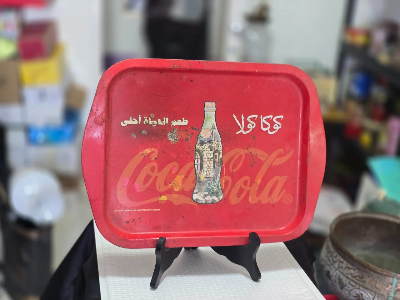 מגש קוקה קולה ישן עשוי פח פריט אספנות מידה 35*26 ס"מ