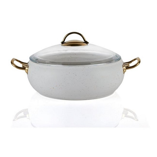 סיר לבן 22 ס"מ מכסה זכוכית סולתם 