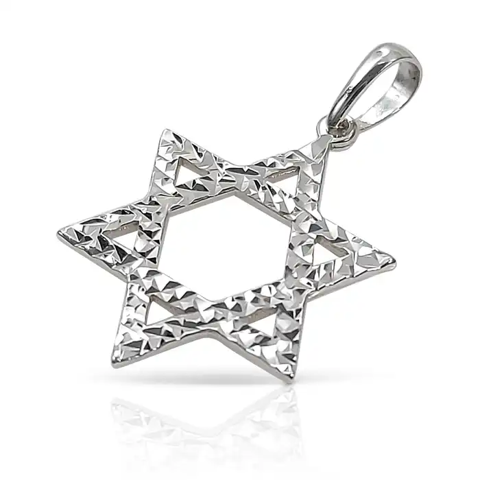 מגן דוד קלאסי בזהב לבן 14K