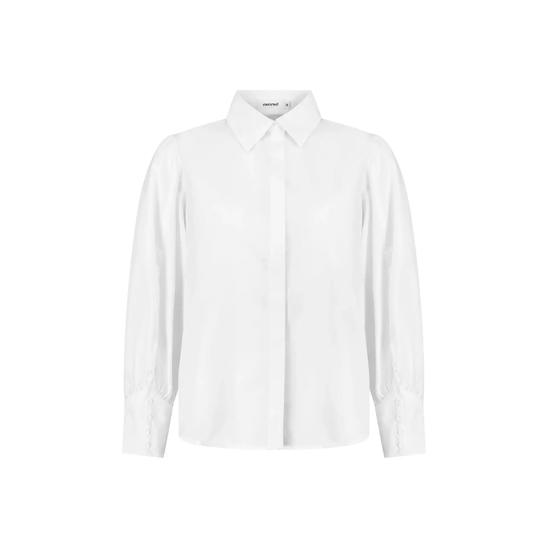 חולצה לבנה מכופתרת בסיסית בגזרה ישרה