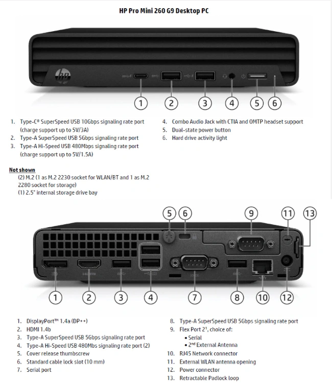 מחשב נייח מיני HP Pro Mini G9 260 I5-1235U 16GB 512NVME WIN11