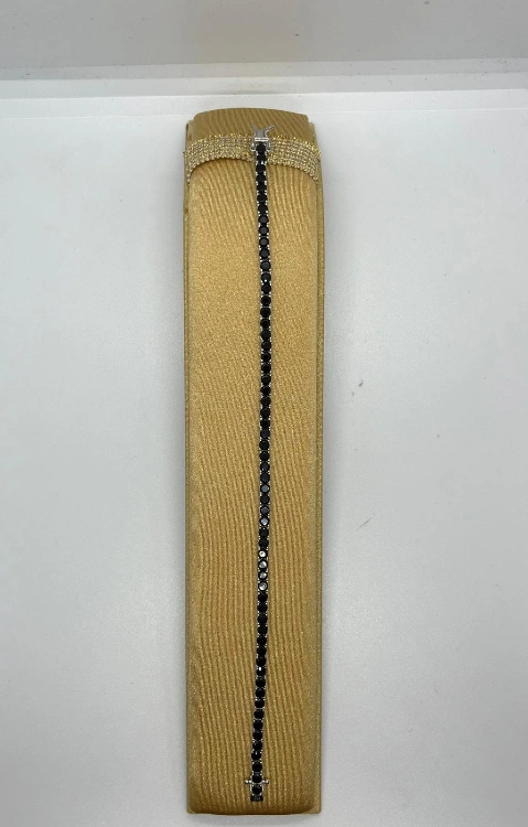 צמיד טניס כסף 925 אמיתי משובץ זרקונים שחורים- Gefen