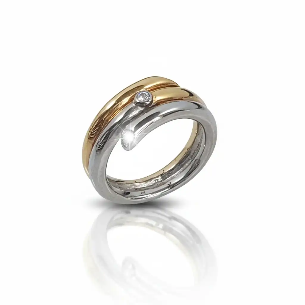 טבעת אירוסין ב2 צבעים זהב 14K