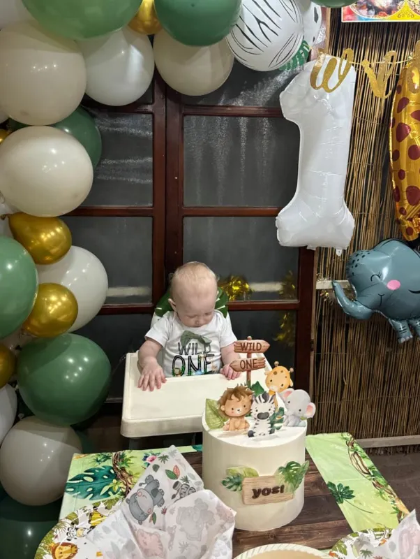 🐎🐢🐆עוגת גיל שנה WILD ONE🐒🐅🦒