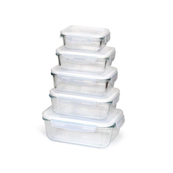 מארז 5 קופסאות זכוכית עם מכסה סולתם