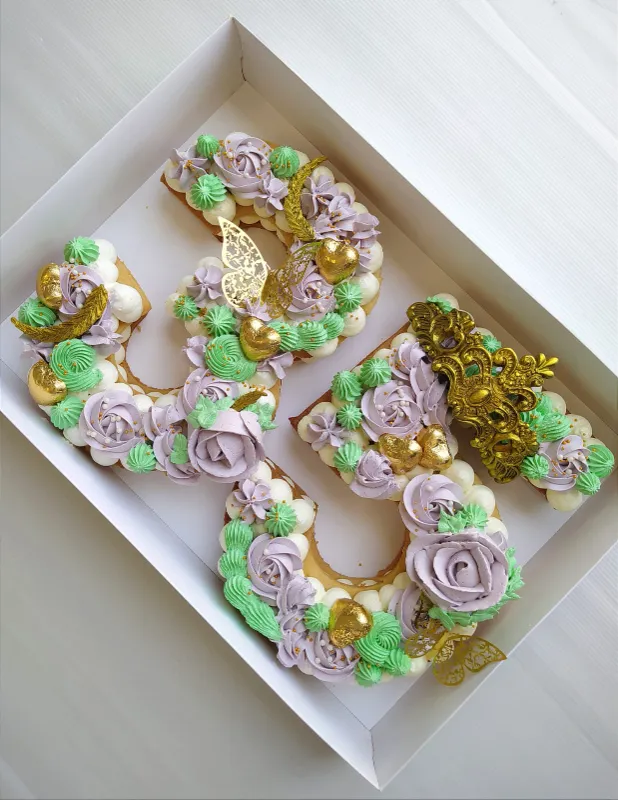 עוגת מספרים בסגנון פרחוני🍃💜