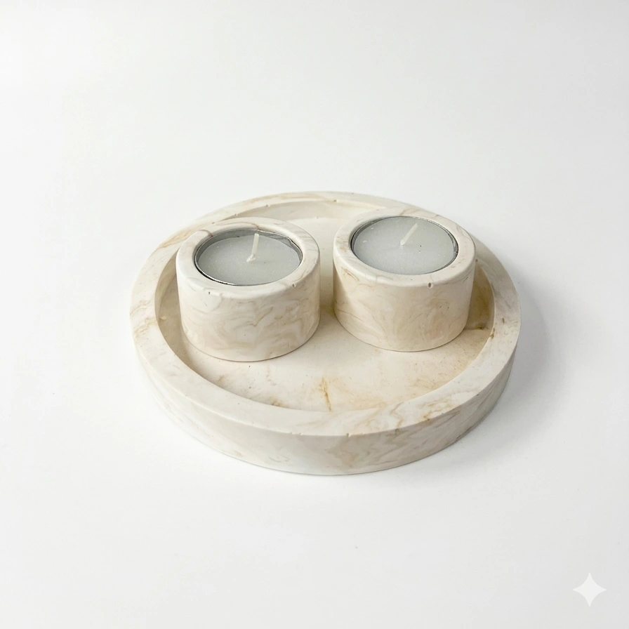 מגש עגול ו2 פמוטים