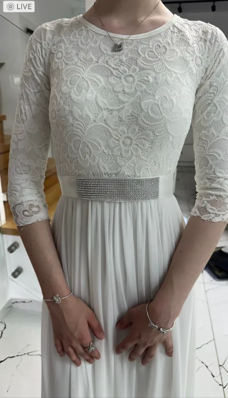 שמלת בת מצווה קלאסית תחרה עליון