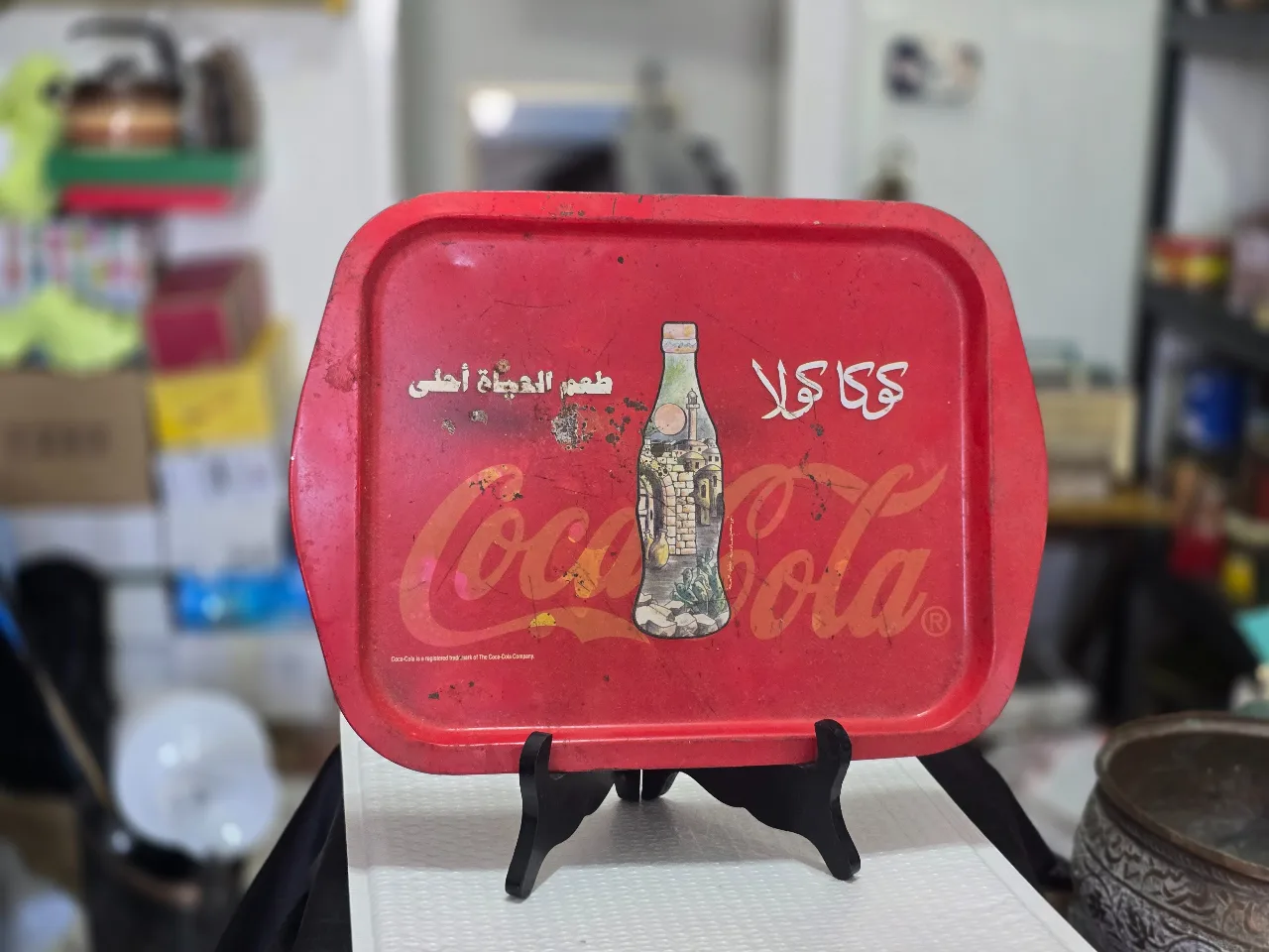 מגש קוקה קולה ישן עשוי פח פריט אספנות מידה 35*26 ס"מ