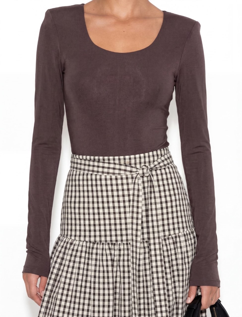 חצאית משבצות קשירה שחור לבן